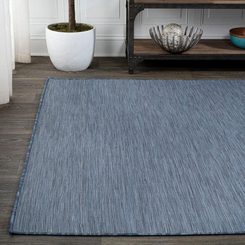 9'x12' Ethan Modern Flatweave Solid  Area Rug, Blue - JONATHAN Y
