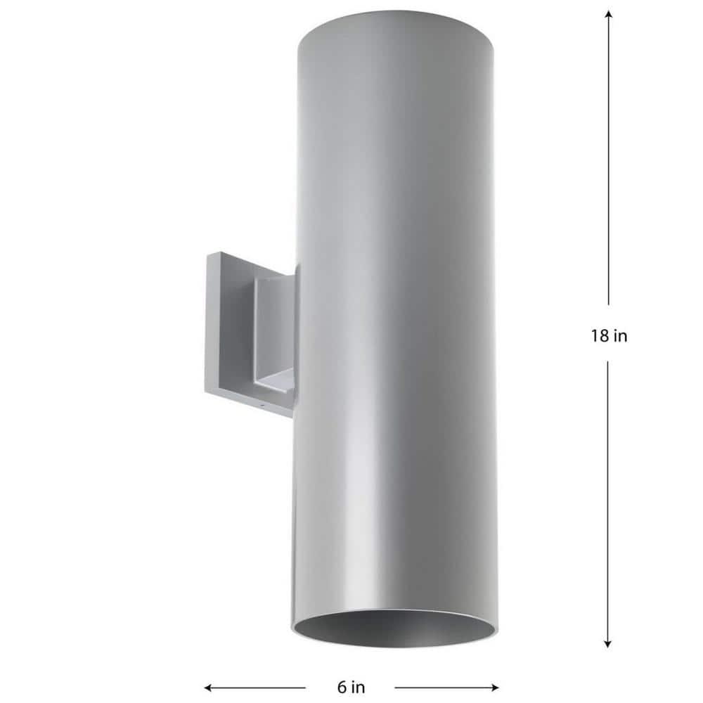 Progress Lighting, Cylinders Collection, 2-Light Wall Light, Metallic Gray, Aluminum, Antique Bronze Shade