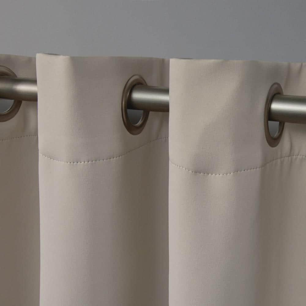 Set of 2 (84"x52") Sateen Woven Blackout Grommet Top Window Curtain Panel Beige - Exclusive Home: Thermal Insulated Drapes