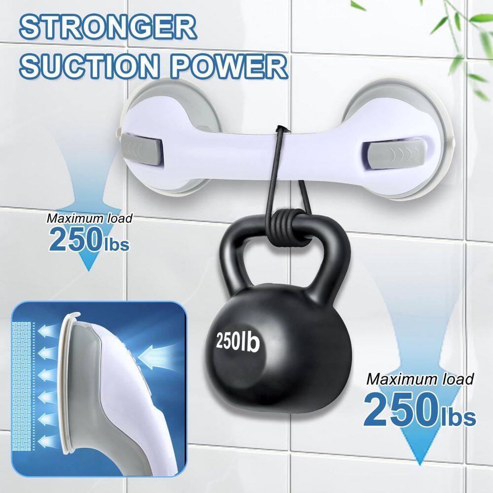 Grab Bars for Bathtubs and Showers, Zynuhmo 2 Pack 12 Inch Suction Safety Grab Bars for Senior and Elderly Assist Support Suction Cup Removable Handrails for Shower Chair No Drilling No Tools(Gray)