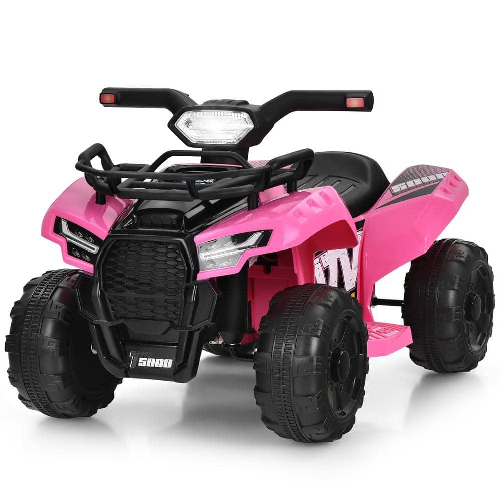 Costway 6V Kids ATV Quad Electric Ride On Car Toy Toddler with LED Light MP3 Pink