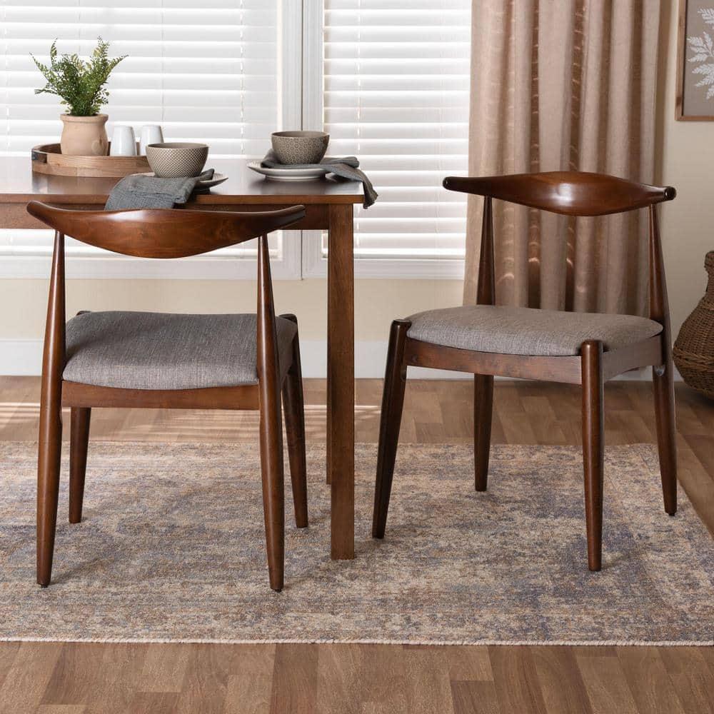 Set of 2 Aeron Wood Dining Chair Walnut - Baxton Studio: Retro-Inspired, Foam Padded, Tapered Legs