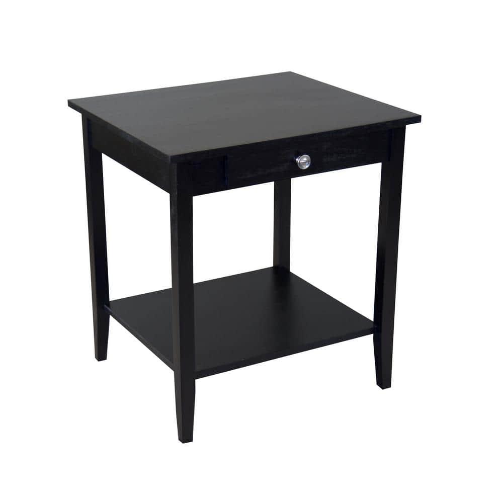 Casual Contemporary Living 2-Tier Solid Acacia End Table with Drawer - Black