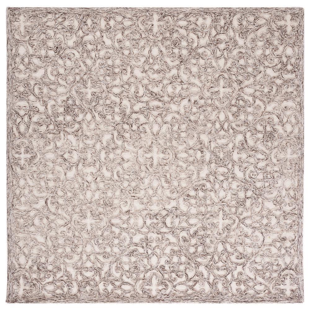 Trace TRC103 Hand Tufted Indoor Accent Rug - Brown/Ivory - 4'x4' - Safavieh