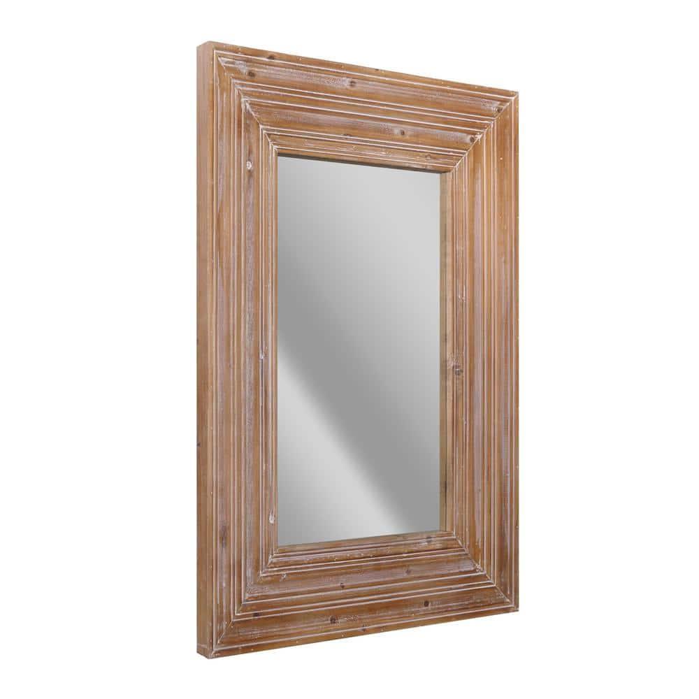 Head West Natural Whitewash Wood Farmhouse Wall Accent Mirror - 30 x 40