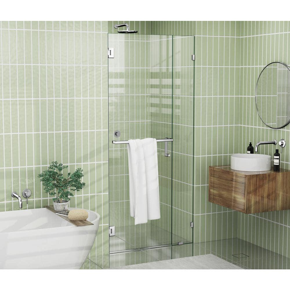 Umbra 39.75 in. x 78 in. Fully Frameless Wall Hinge Towel Bar Shower Door