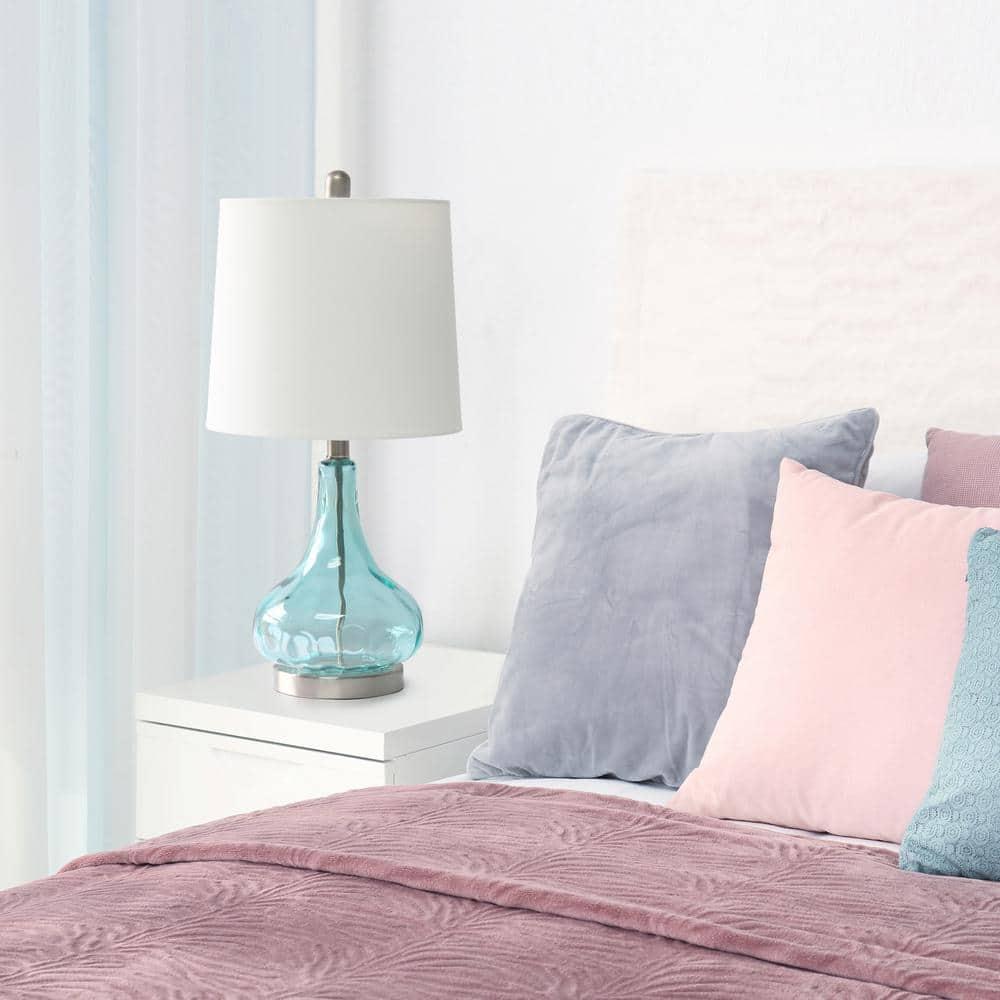 Elegant Designs Clear Glass Table Lamp, Blue