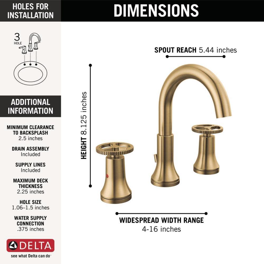 Trinsic Widespread Bathroom Faucet 3 Hole with Wheel Handle, 2-handle Bathroom Sink Faucet