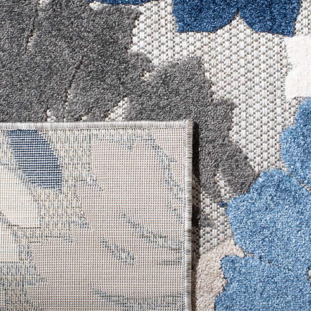 Cabana CBN308 Power Loomed UV Resistant Indoor/Outdoor Area Rug - Grey/Blue - 6'7"x6'7" - Safavieh