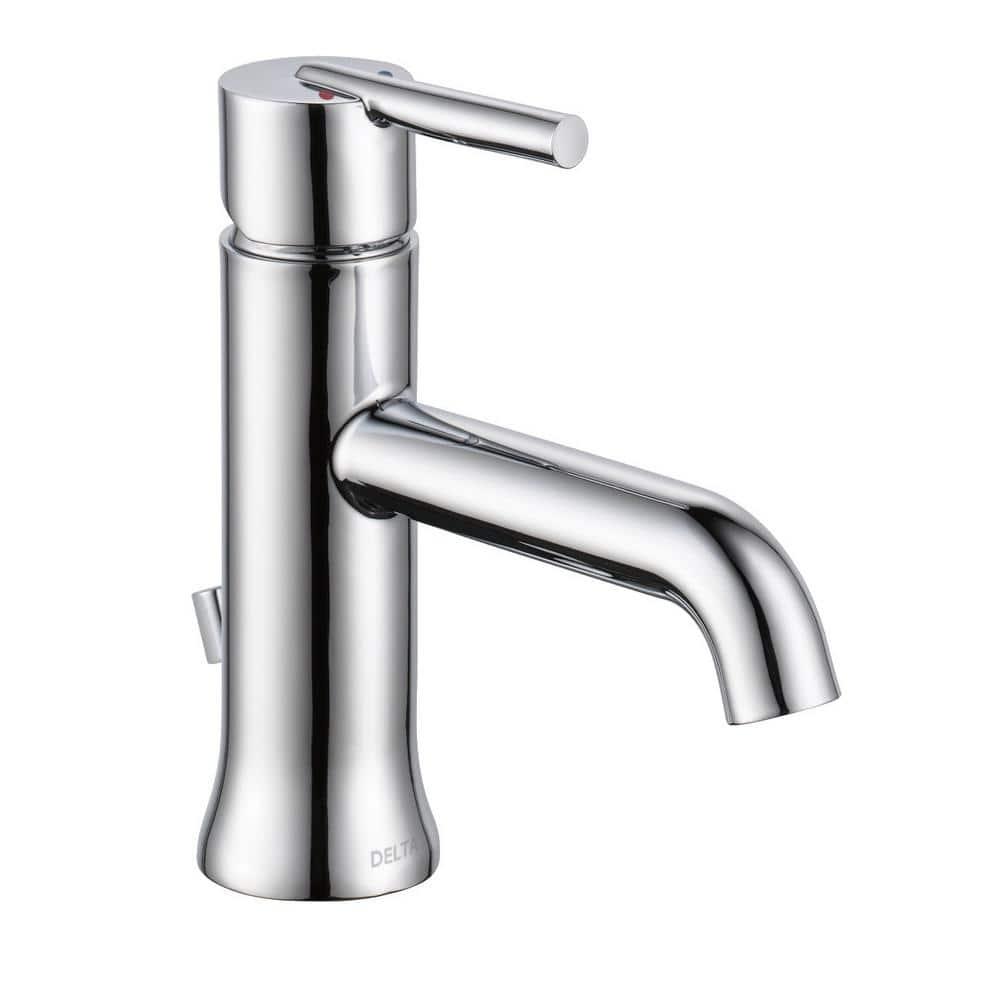 Delta Faucets Trinsic Single Handle Bathroom Faucet with Pop-Up Drain and Base Plate in Chrome