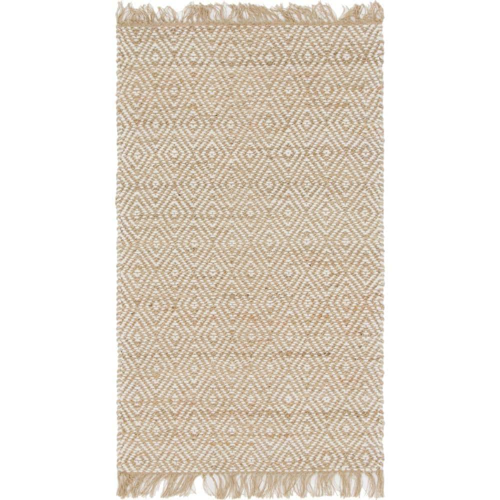 Unique Loom 3' 3 x 5' 1 Assam Chunky Jute Natural Area Rug