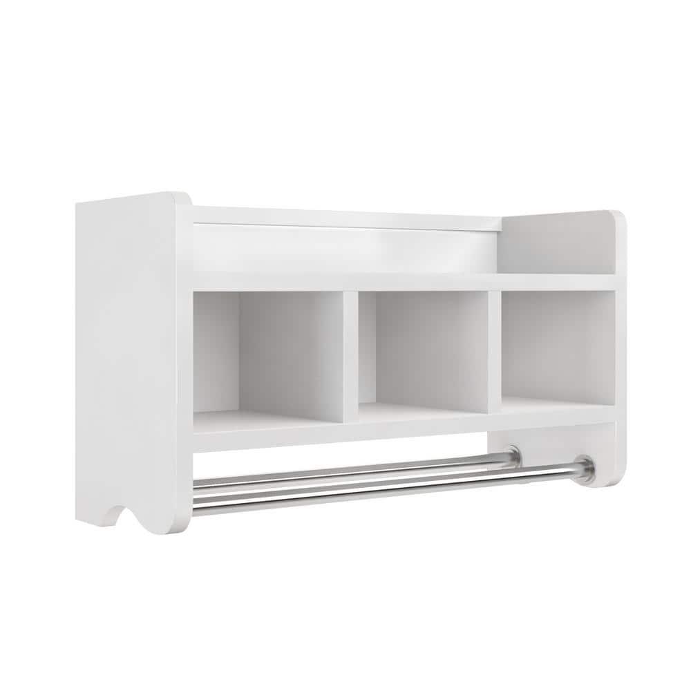 Alaterre 25" Bath Storage Shelf with Towel Rod, White