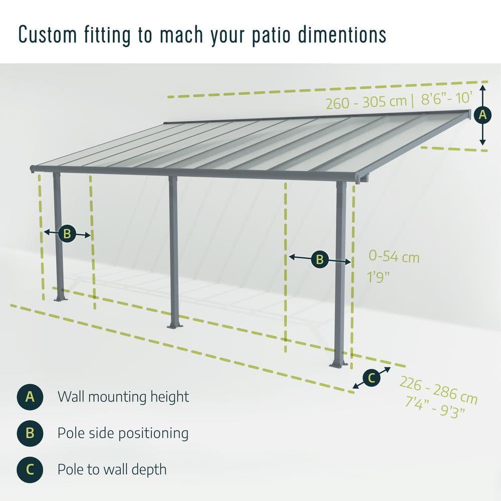 Palram - Canopia Feria 10' x 24' Polycarbonate/Galvanized Steel Patio Cover - Gray/Clear