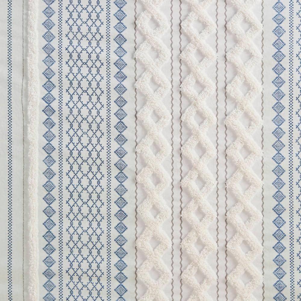 INK+IVY Imani 100% Cotton Printed Shower Curtain with Chenille