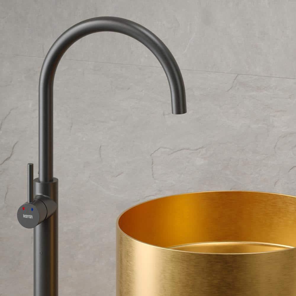 Karran Howick KBF650 Single Handle Freestanding Bathroom Faucet in Gunmetal Grey