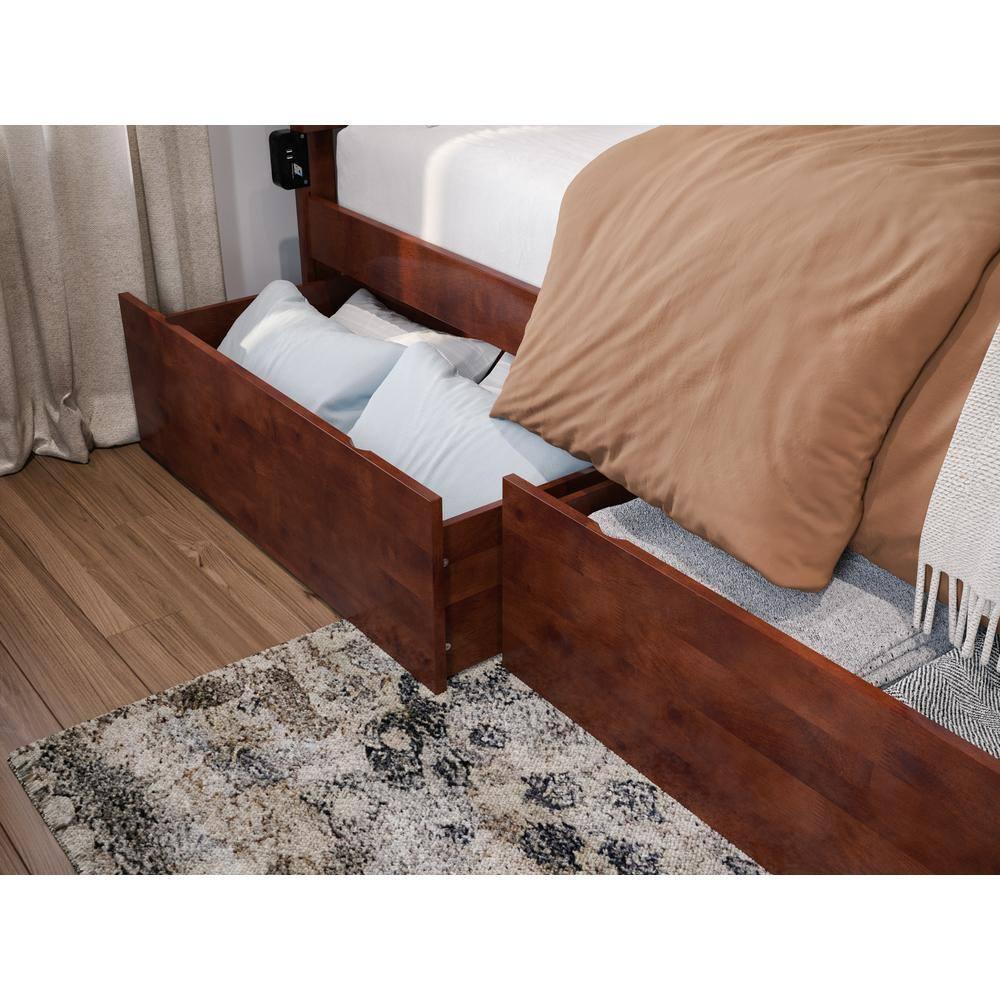 AFI Canyon Walnut Solid Wood Platform Bed with Matching Footboard & Storage Drawers, Full
