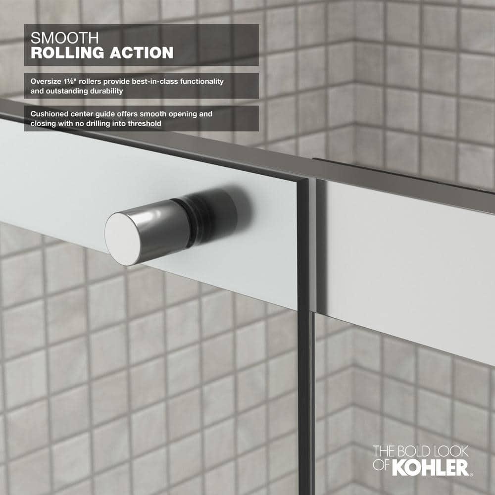 Elate Sliding Shower Door, 70-1/2-In H X 56-1/4 - 59-5/8-In W, With 1/4-In Thick Crystal Clear Glass