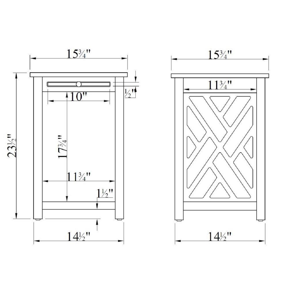 Alaterre Furniture Coventry Wood End Table with Tray Shelf and Bottom Shelf, Gray