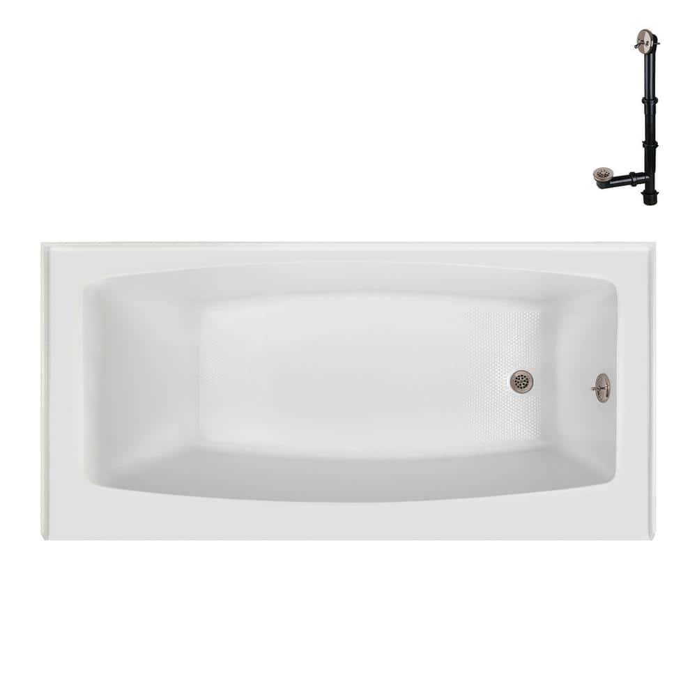 Streamline 60 in. x 30 in. Acrylic Right-Hand Drain Alcove Bathtub in Glossy White With External Drain