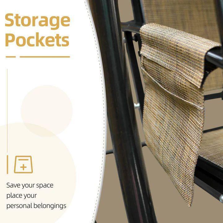 PURPLE LEAF 2-Seat Deluxe Outdoor Patio Porch Swing with Weather Resistant Steel Frame, Adjustable Tilt Canopy, Beige