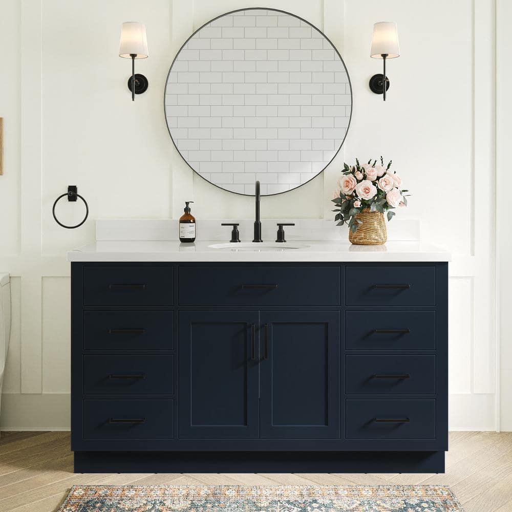 Ariel T060s-Bc Hepburn 60" Single Free Standing Vanity Cabinet Only - Blue