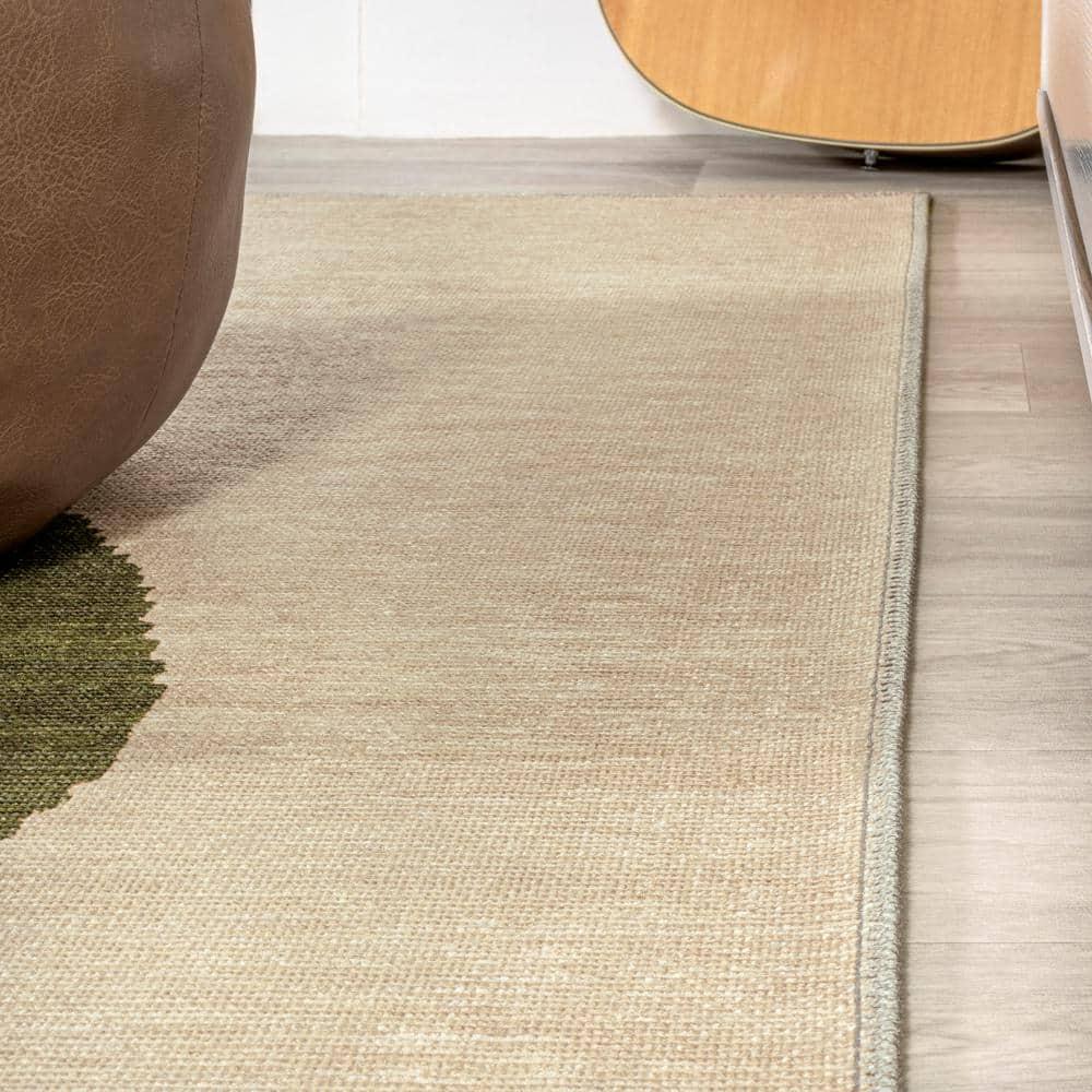 4' x 6' Cirkel Minimalist Geometric Dot Machine-Washable Area Rug, Cream/Olive - JONATHAN Y