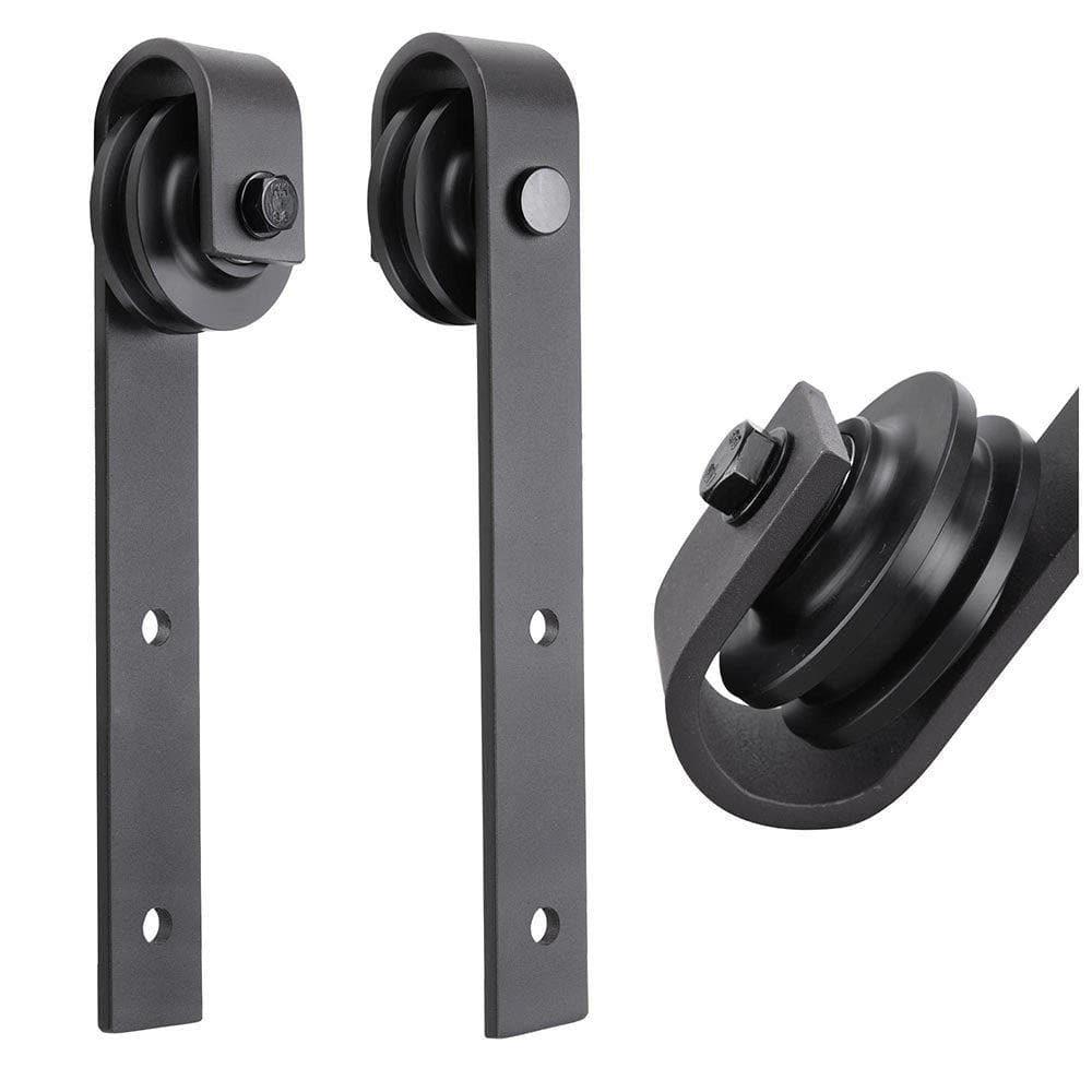 Sturdy Barn Door Frosted Glass | Veregio 7288 Matte Grey | 6.6FT Rail Hangers Heavy Hardware Set | Solid Panel Interior Doors-30" x 84"-Black Rail