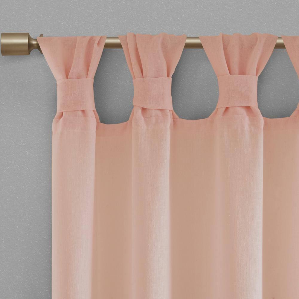 Madison Park Rosette Floral Embellished Cuff Tab Top Solid Single Curtain Panel