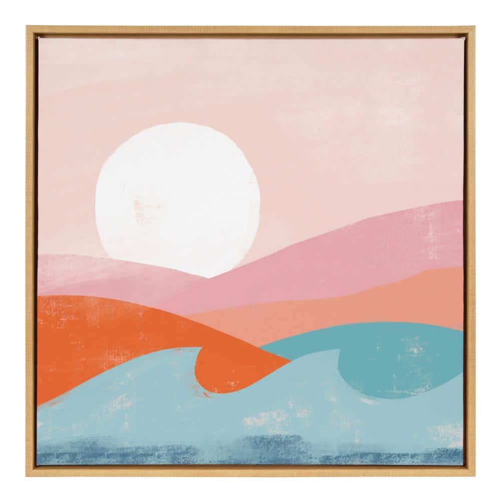 30" x 30" Sylvie Endless Summer Framed Canvas By Kate Aurelia Holloway Natural - Kate and Laurel: Modern Beach Scene Wall Decor
