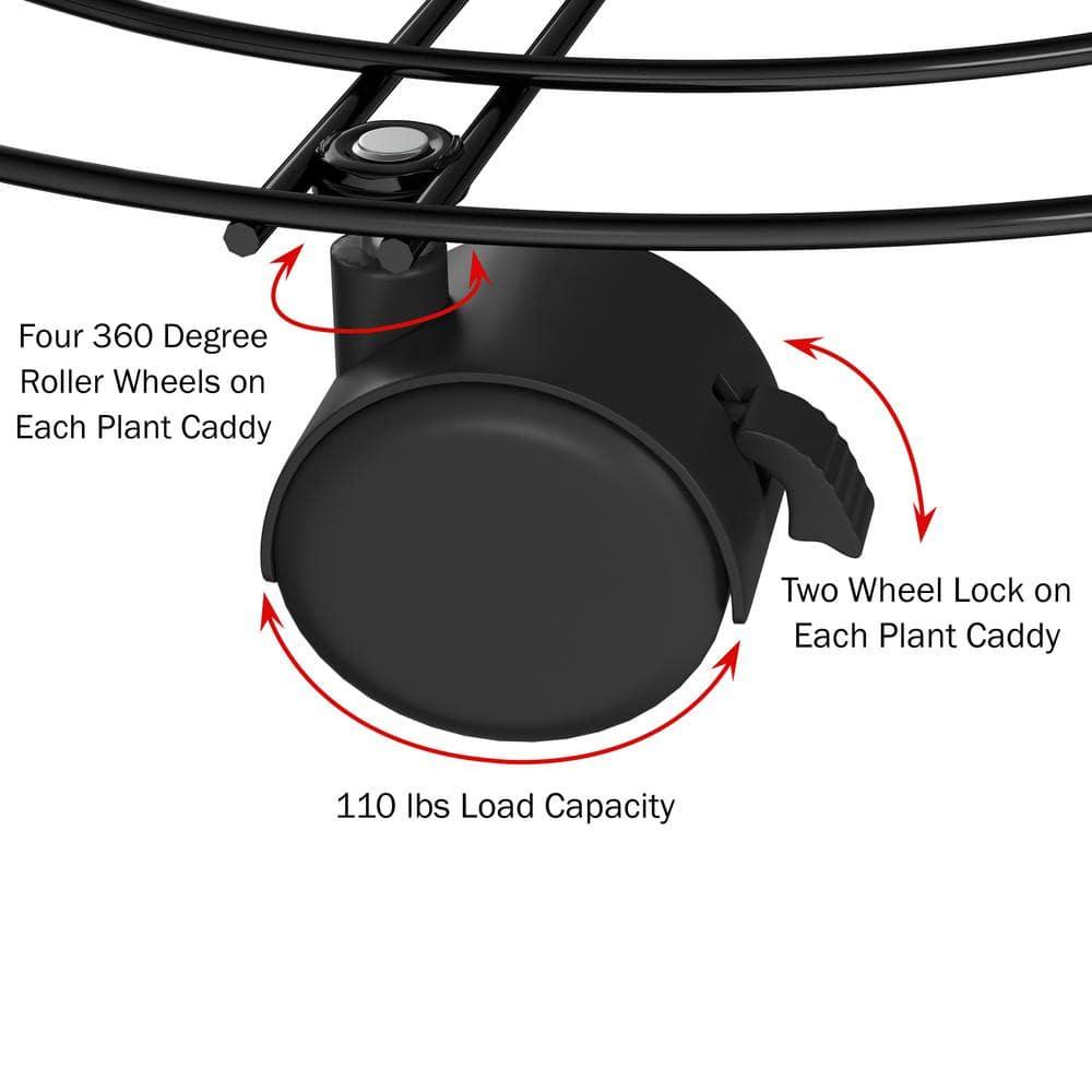 Pure Garden Metal Plant Caddy-Set of 2 Round Stand on Wheels