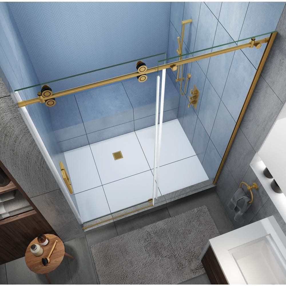 Aston Langham XL 56 - 60" W x 80" H Sliding Frameless Shower Door SDR978EZ.UC-BG-6080-L