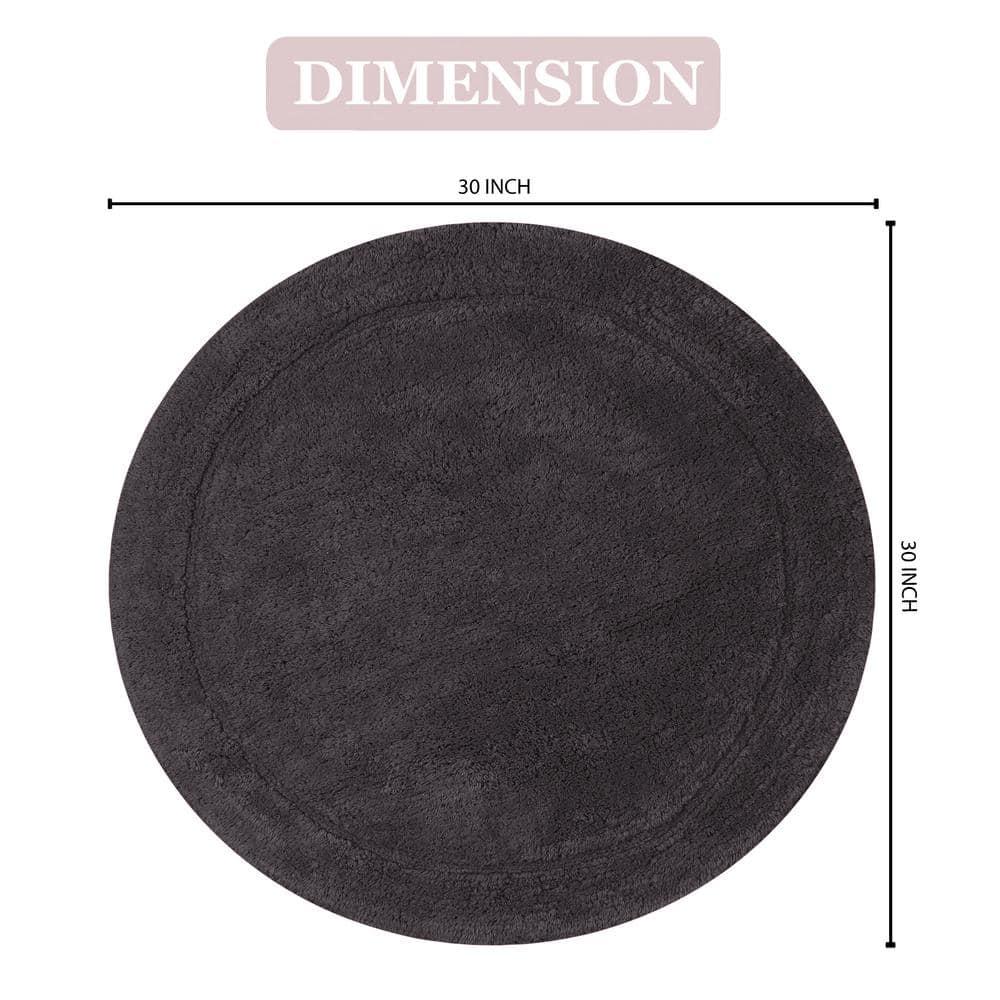 HOME WEAVERS WaterFord Collection Bathroom Rug 100% Cotton Tufted Round Shape Bathroom Rug, Soft & Absorbent Bath Rugs, Non-Slip Bath Carpet, Machine Wash Dry Bath Mats - 30" Round, Grey