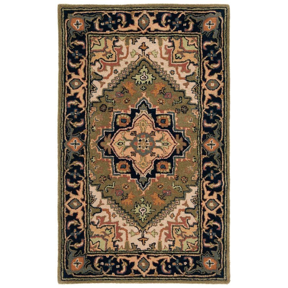 Heritage HG625 Handmade Accent Rug - 3'x5' - Green/Light Brown - Safavieh