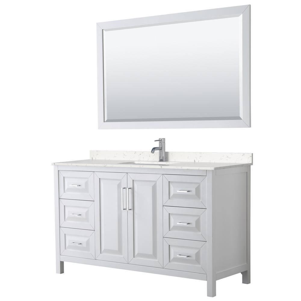 Wyndham Collection Daria 60'' Single Bathroom Vanity with Marble Top with Mirror