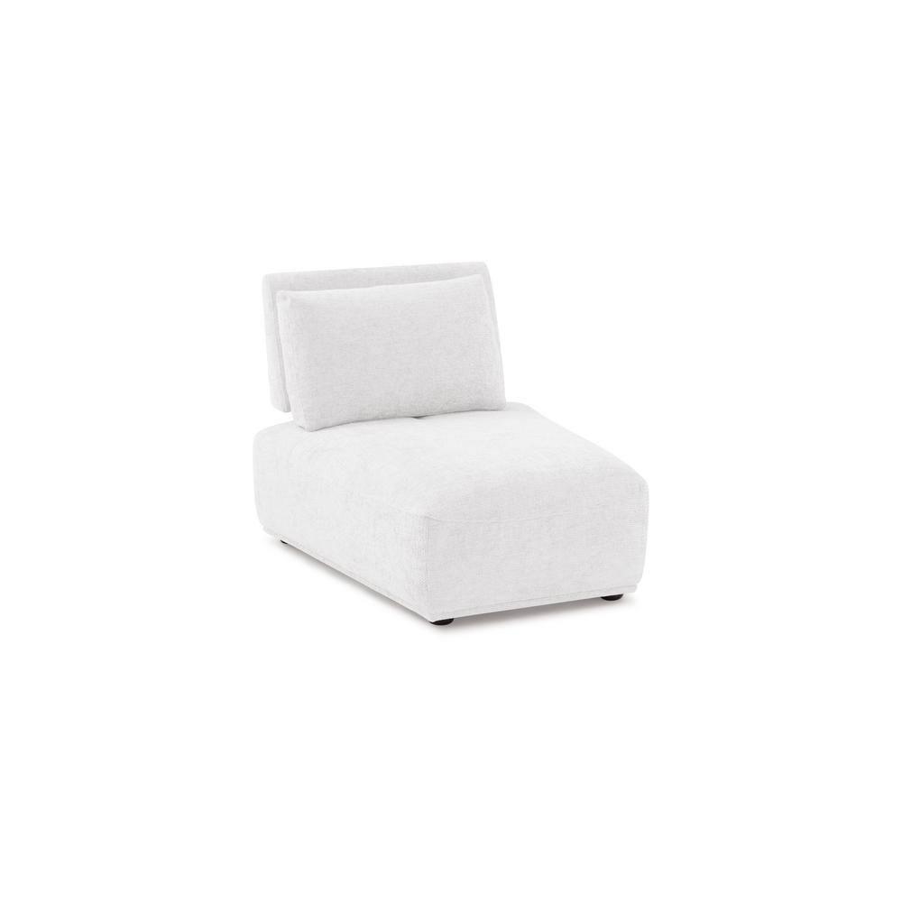 HOMES: Inside + Out Povoa Modern Modular Trapezoidal Armless Chair Chenille with Extendable Backrest White