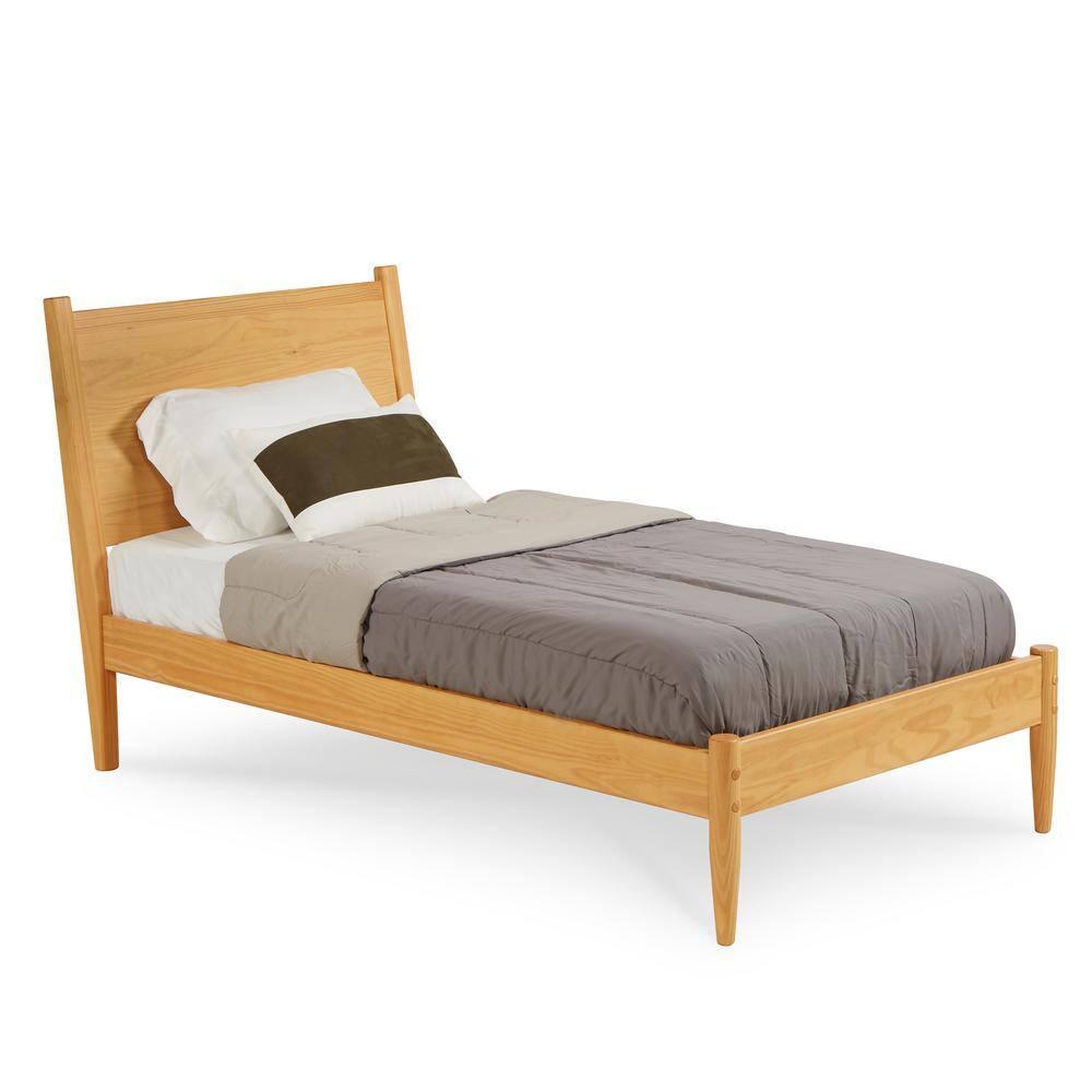 Maykoosh Farmhouse Fresh Mid-Century Bed - Twin Size - Scandinavian Oak Finish