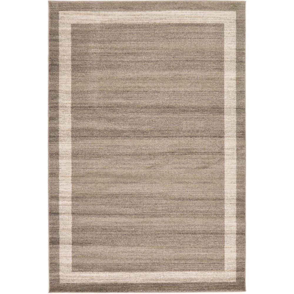 Unique Loom Del Mar Collection Area Rug - Maria (6' 1" x 9' Rectangle Light Brown/Ivory)