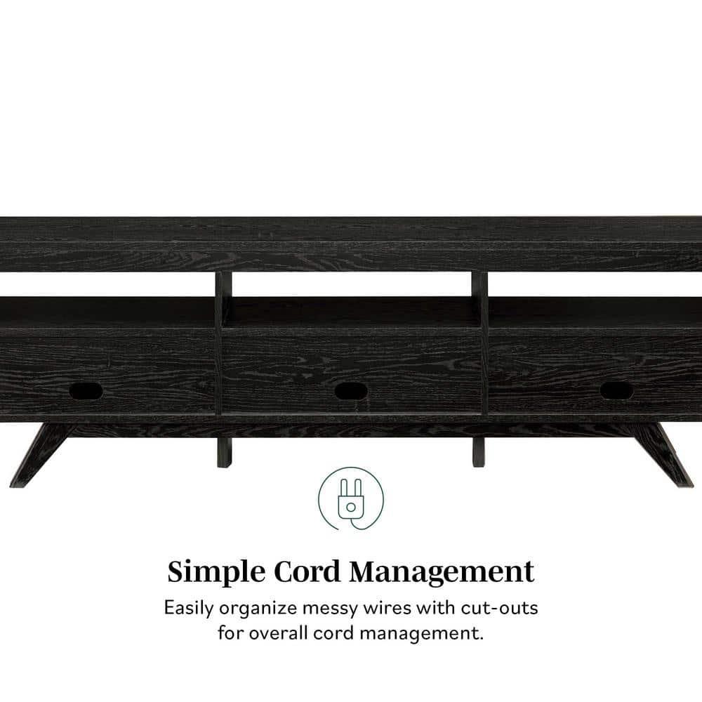 Walker Edison Mid-Century Modern Storage TV Stand for TVs up to 80”, Black
