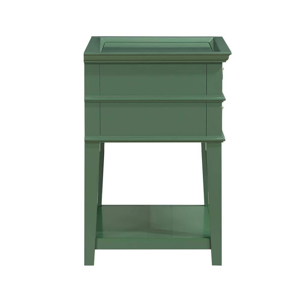 Comfort Pointe Clara Vintage Green Wood 2-Drawer Tray Top Nightstand