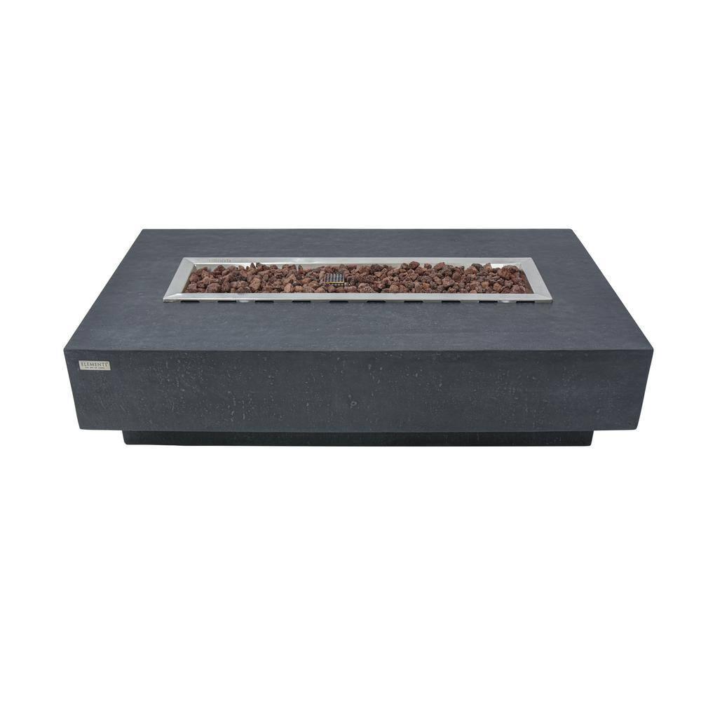 Gray Gas Free-Standing Fire Pit Table with Lava Rocks
