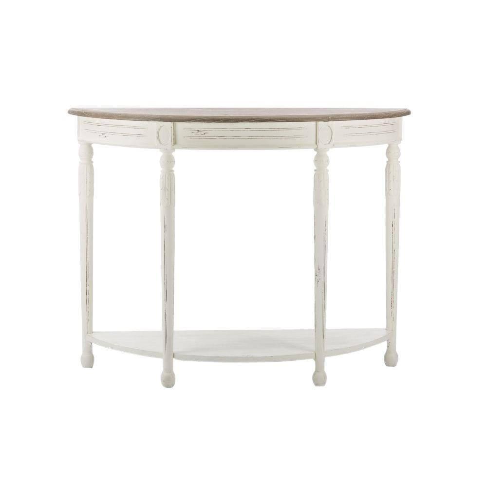 Baxton Studio Vologne Console Table in Antique White and Natural