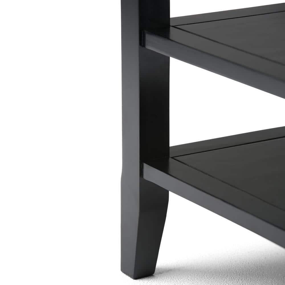 Simpli Home Acadian Solid Wood Transitional Table with Open Shelves