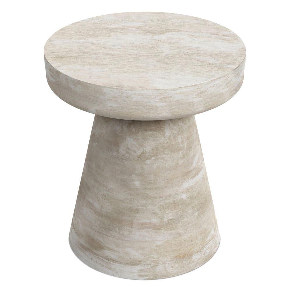 Simpli Home Robbie 16"W Solid Mango Wood Round Accent Table with Sculptural Design
