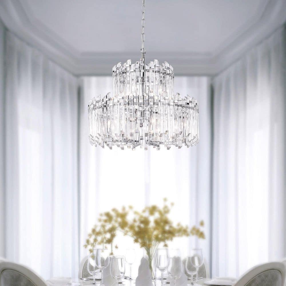 CWI Lighting Henrietta 12 Light Transitional Metal Chandelier in Chrome