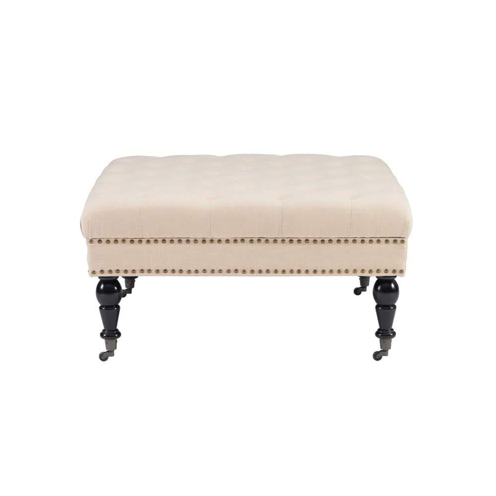 Kelly Clarkson Home Landis 35" Nailhead Trim Tufted Upholstered Ottoman