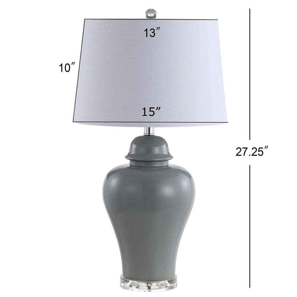 JONATHAN Y JYL4020A-SET2 Winnie 27" Ceramic Urn LED Table Lamp, Contemporary, Transitional for living room, dinning room, bedroom, office Bulb Included, Grey (Set of 2)