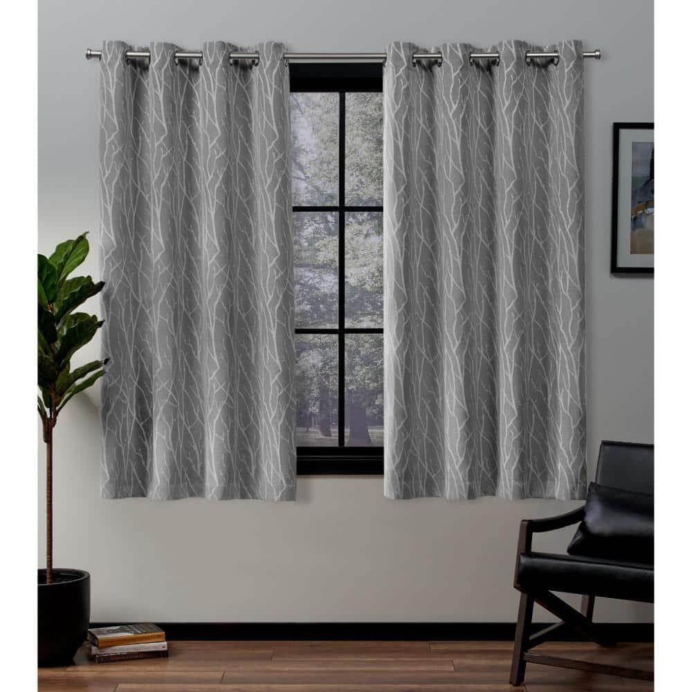 Set of 2 (63"x52") Forest Hill Woven Blackout Grommet Top Window Curtain Panel Gray - Exclusive Home: Thermal Insulated