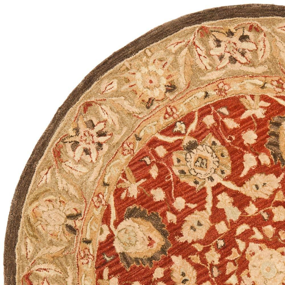 SAFAVIEH Anatolia Venice Traditional Wool Area Rug, Rust/Green, 4' x 4' Round