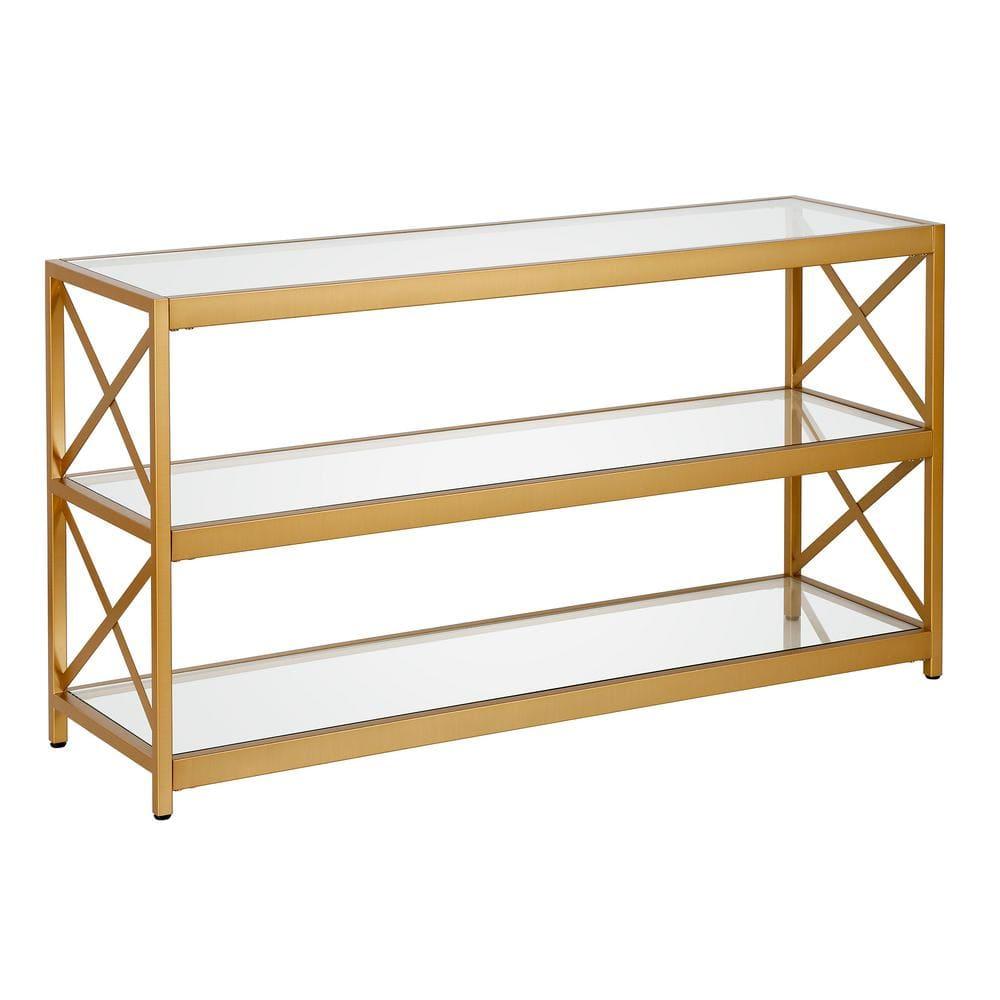 Evelyn&Zoe Hutton Rectangular TV Stand for TV's up to 50", Brass