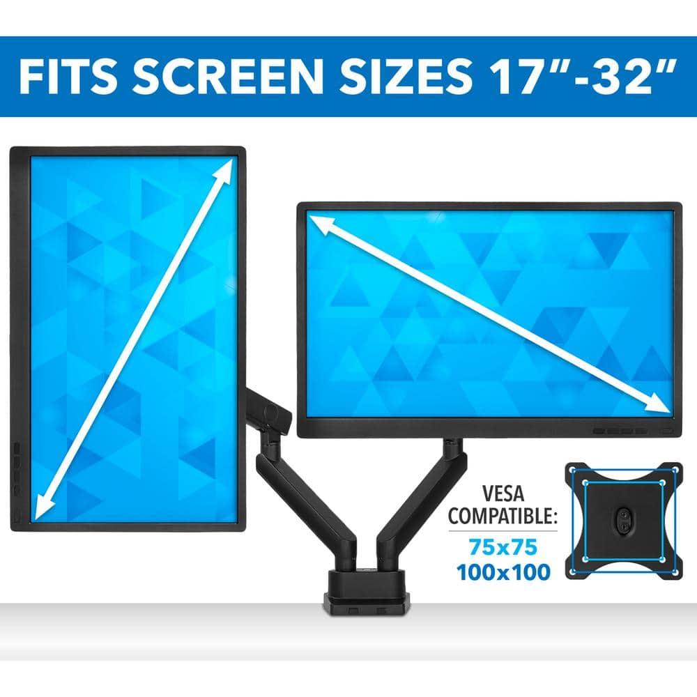 Mount-It Height Adjustable Articulating Dual Monitor Arm Mount Desk Stand | For 17 - 32 in. Screens